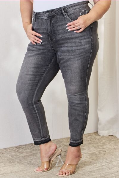 Judy Blue Full Size High Waist Tummy Control Release Hem Skinny Jeans