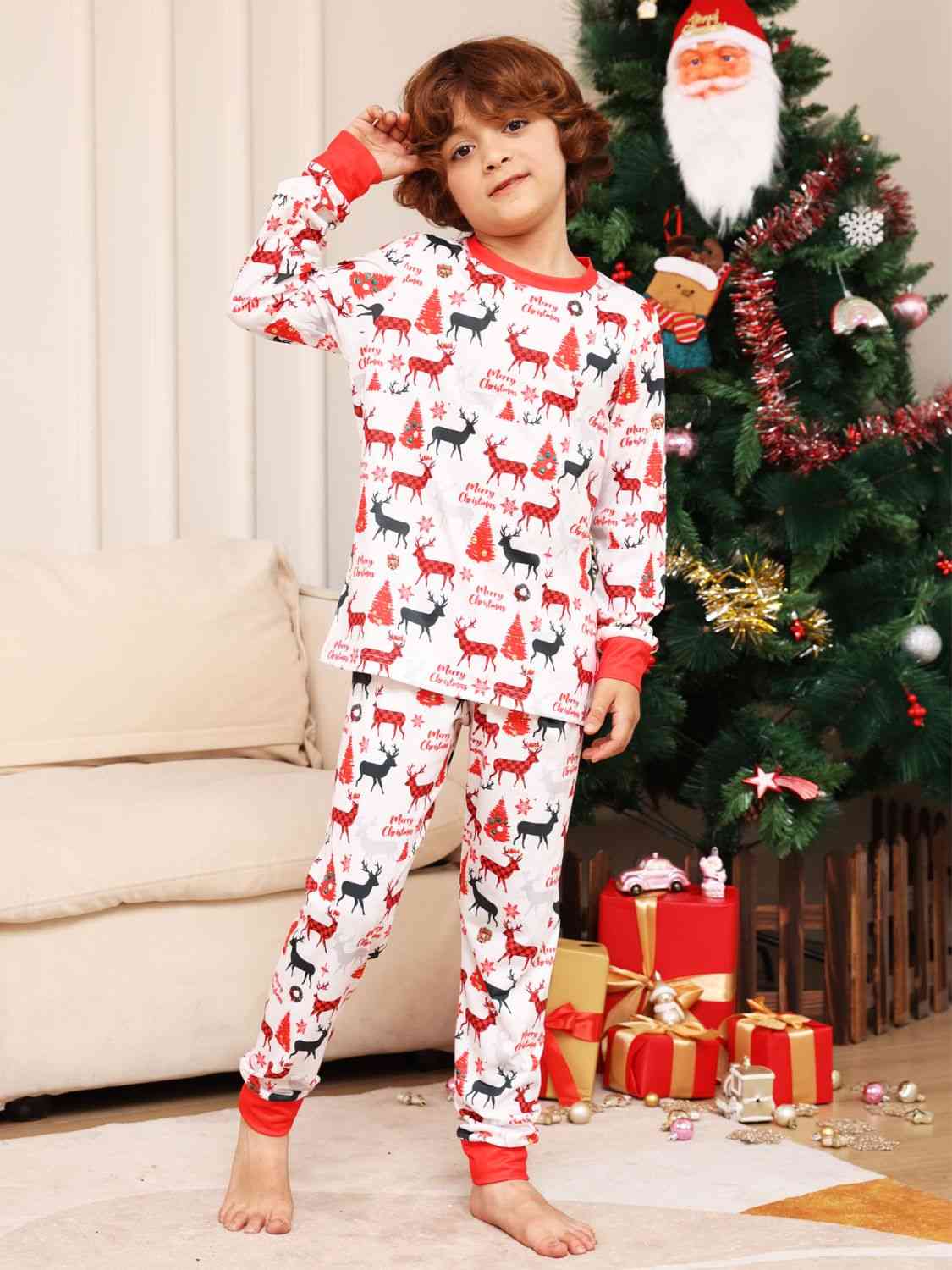 Reindeer Print Top and Pants Set